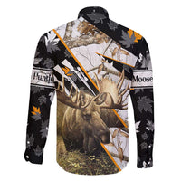Personalized Moose Hunting Family Matching Off Shoulder Maxi Dress and Hawaiian Shirt Autumn Wilderness Adventure Camo