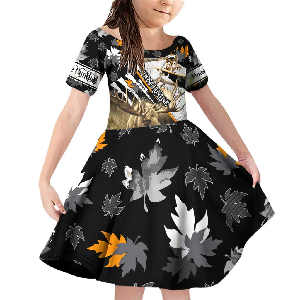 Personalized Moose Hunting Family Matching Off Shoulder Short Dress and Hawaiian Shirt Autumn Wilderness Adventure Camo