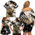 Personalized Moose Hunting Family Matching Off Shoulder Short Dress and Hawaiian Shirt Autumn Wilderness Adventure Camo