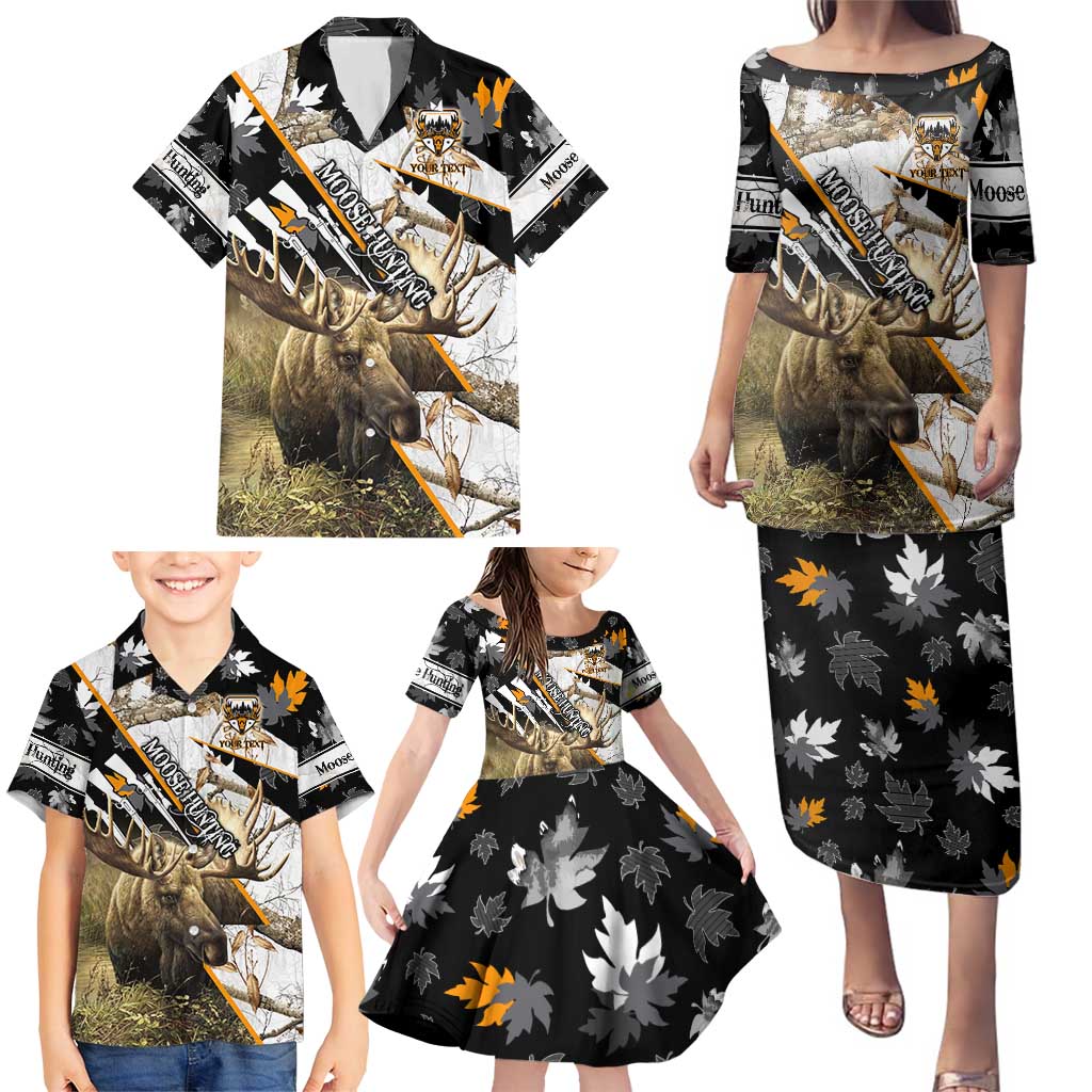 Personalized Moose Hunting Family Matching Puletasi and Hawaiian Shirt Autumn Wilderness Adventure Camo