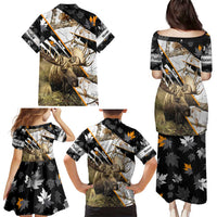 Personalized Moose Hunting Family Matching Puletasi and Hawaiian Shirt Autumn Wilderness Adventure Camo