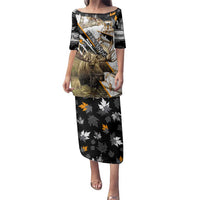 Personalized Moose Hunting Family Matching Puletasi and Hawaiian Shirt Autumn Wilderness Adventure Camo