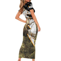 Personalized Moose Hunting Family Matching Short Sleeve Bodycon Dress and Hawaiian Shirt Autumn Wilderness Adventure Camo