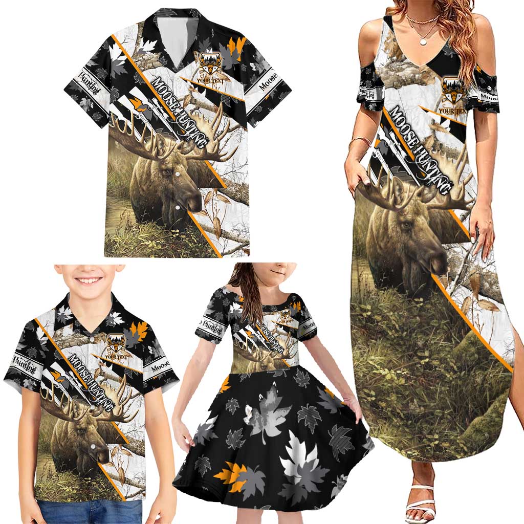 Personalized Moose Hunting Family Matching Summer Maxi Dress and Hawaiian Shirt Autumn Wilderness Adventure Camo