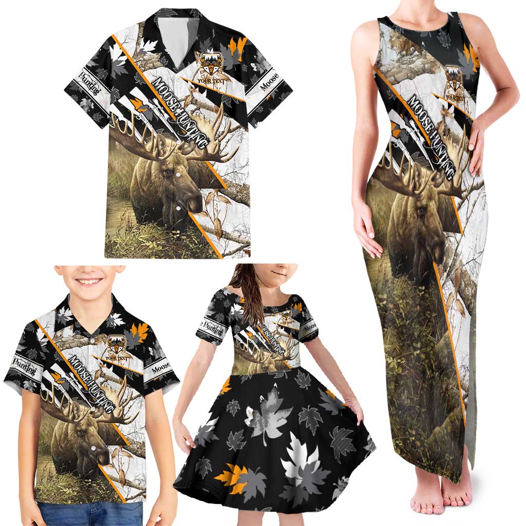 Personalized Moose Hunting Family Matching Tank Maxi Dress and Hawaiian Shirt Autumn Wilderness Adventure Camo