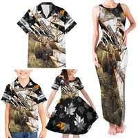 Personalized Moose Hunting Family Matching Tank Maxi Dress and Hawaiian Shirt Autumn Wilderness Adventure Camo