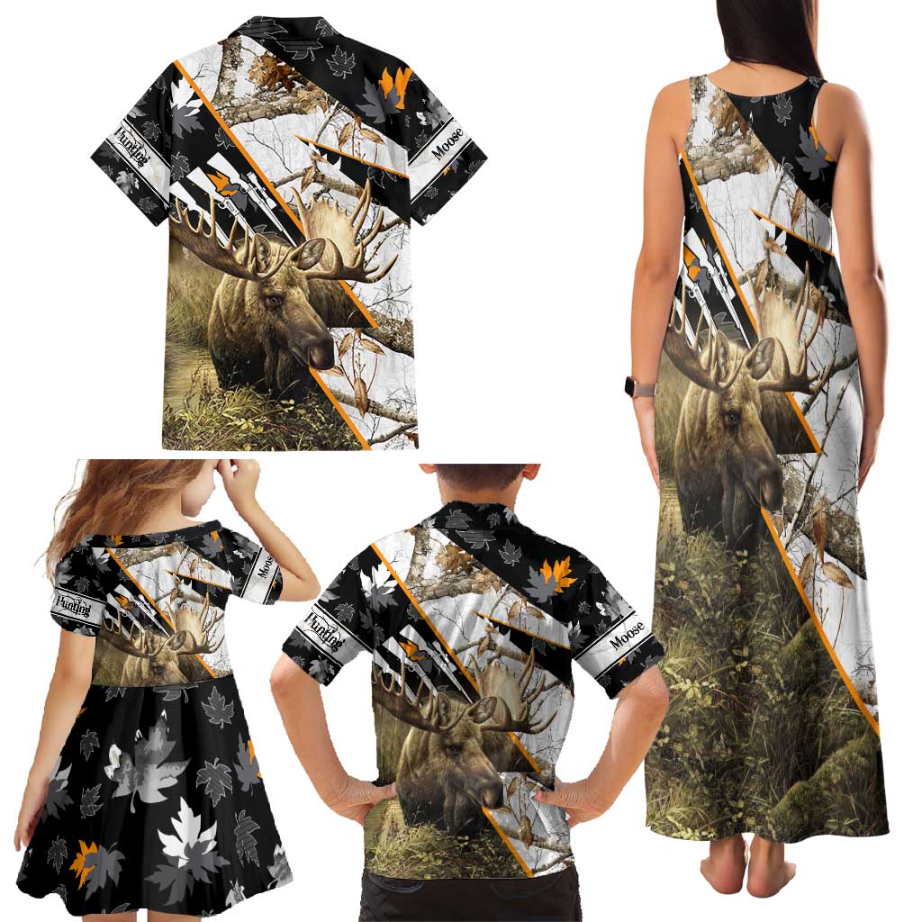 Personalized Moose Hunting Family Matching Tank Maxi Dress and Hawaiian Shirt Autumn Wilderness Adventure Camo