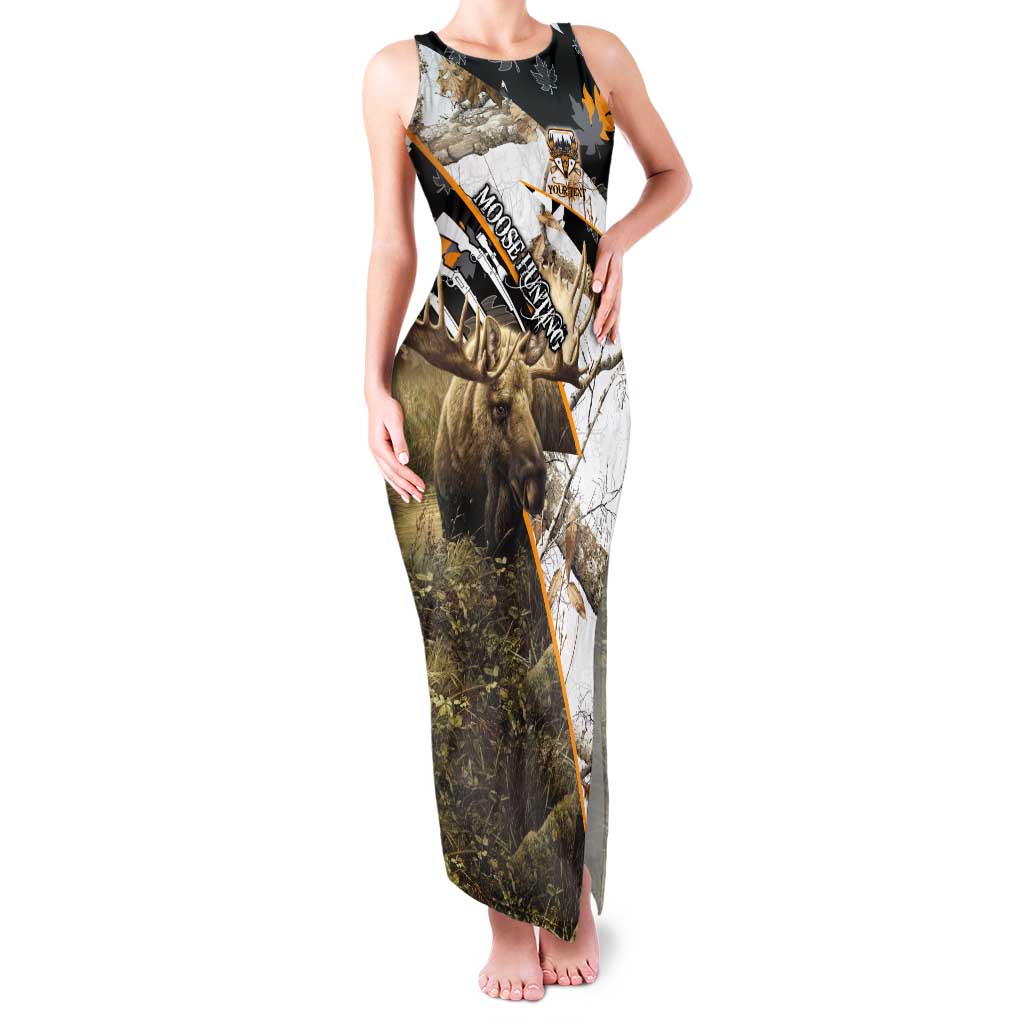 Personalized Moose Hunting Family Matching Tank Maxi Dress and Hawaiian Shirt Autumn Wilderness Adventure Camo