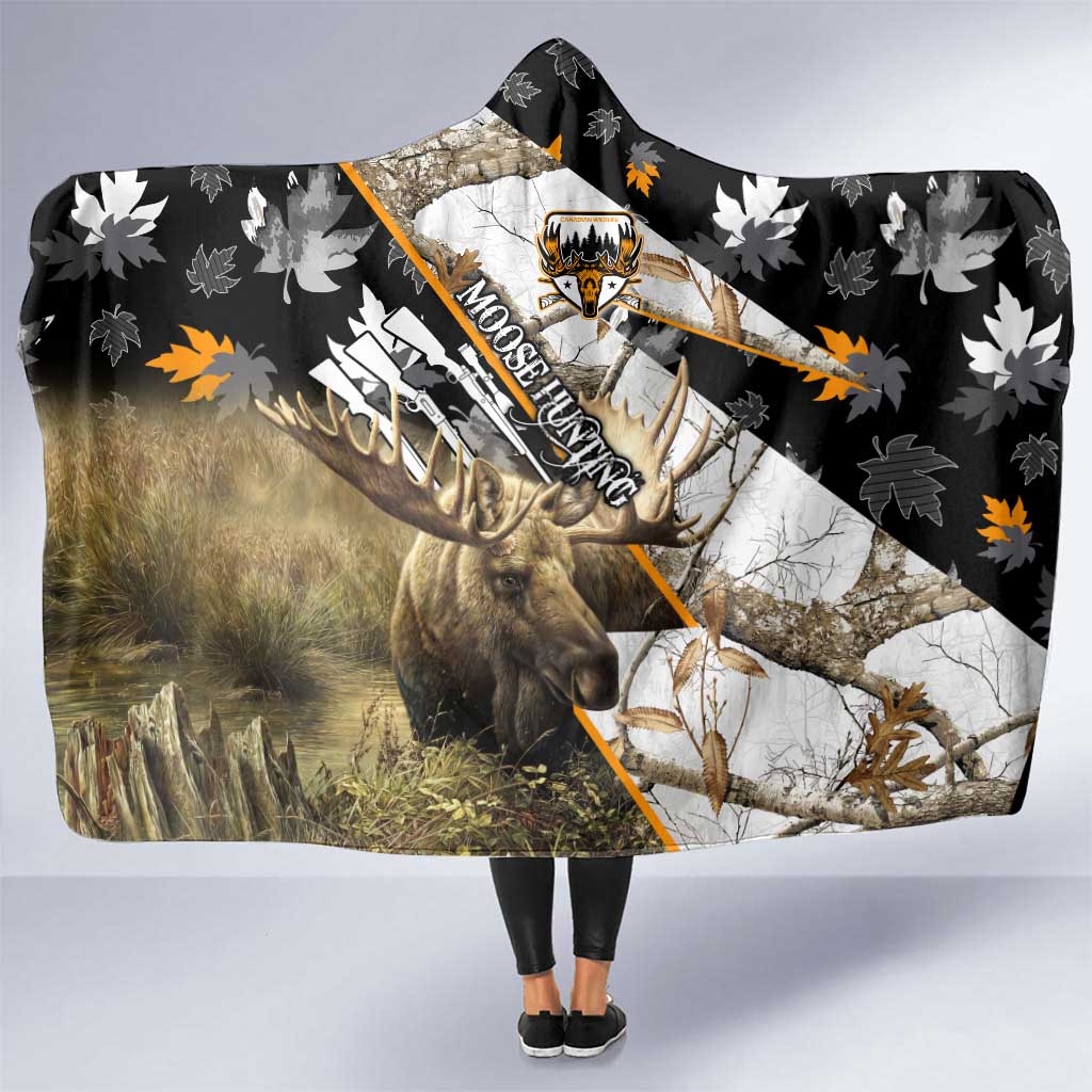 Moose Hunting Hooded Blanket Autumn Wilderness Adventure Camo