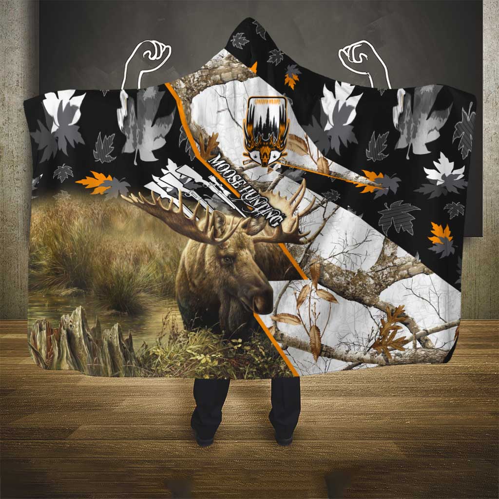 Moose Hunting Hooded Blanket Autumn Wilderness Adventure Camo