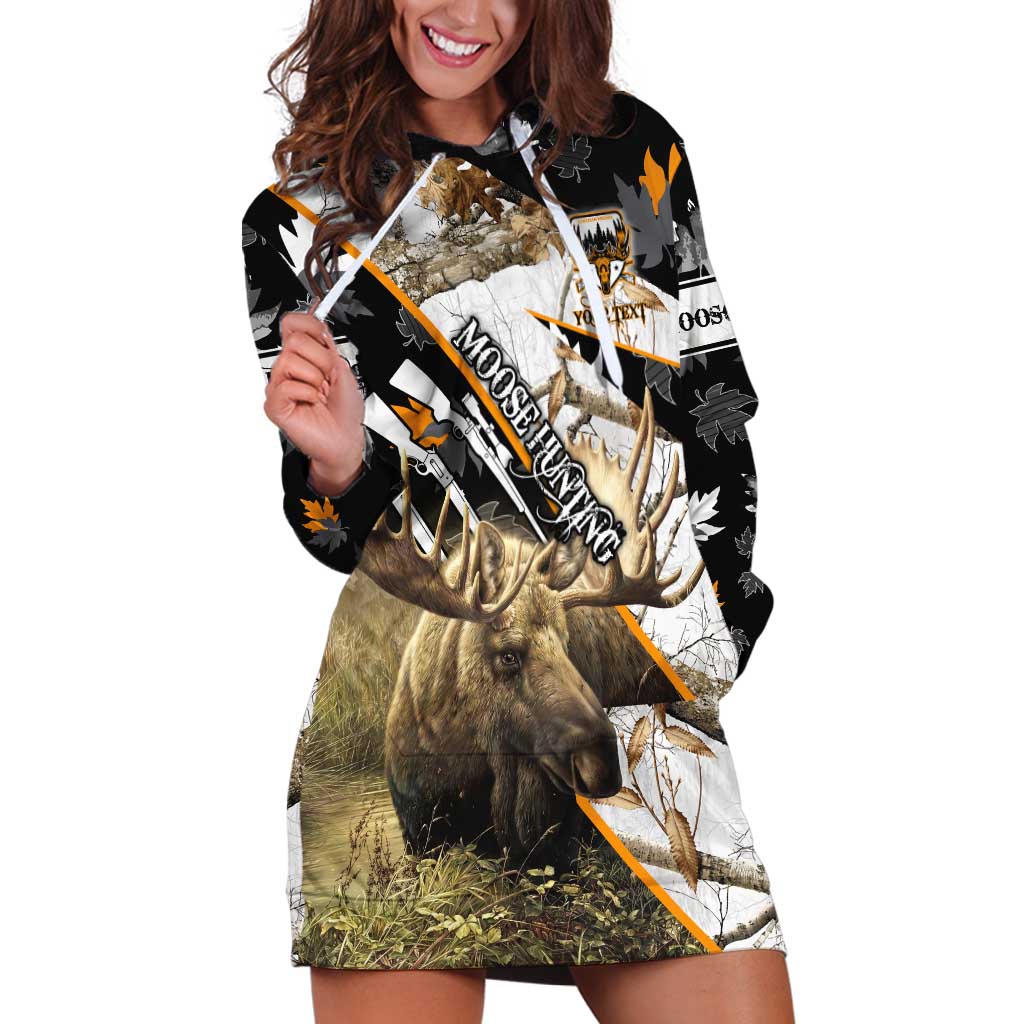 Personalized Moose Hunting Hoodie Dress Autumn Wilderness Adventure Camo