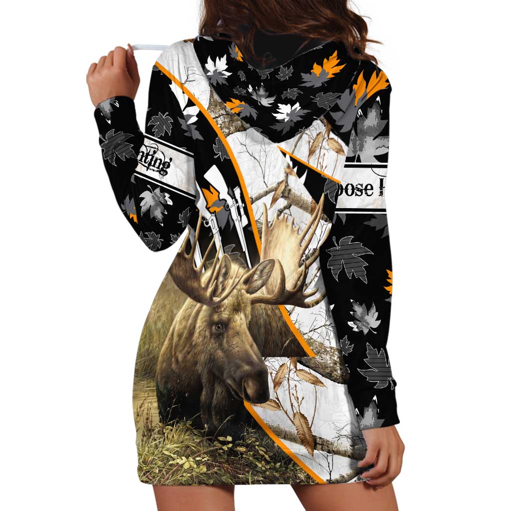 Personalized Moose Hunting Hoodie Dress Autumn Wilderness Adventure Camo