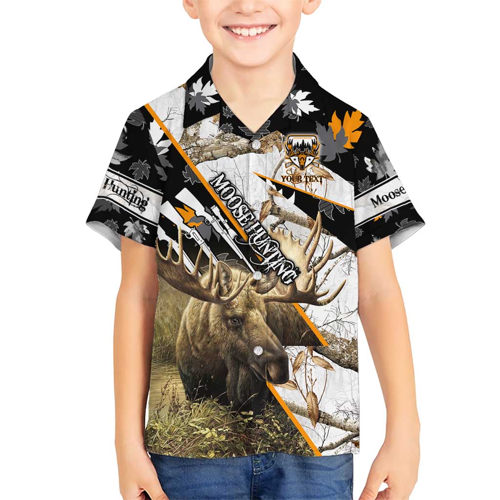 Personalized Moose Hunting Kid Hawaiian Shirt Autumn Wilderness Adventure Camo
