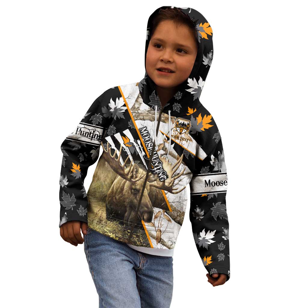 Personalized Moose Hunting Kid Hoodie Autumn Wilderness Adventure Camo