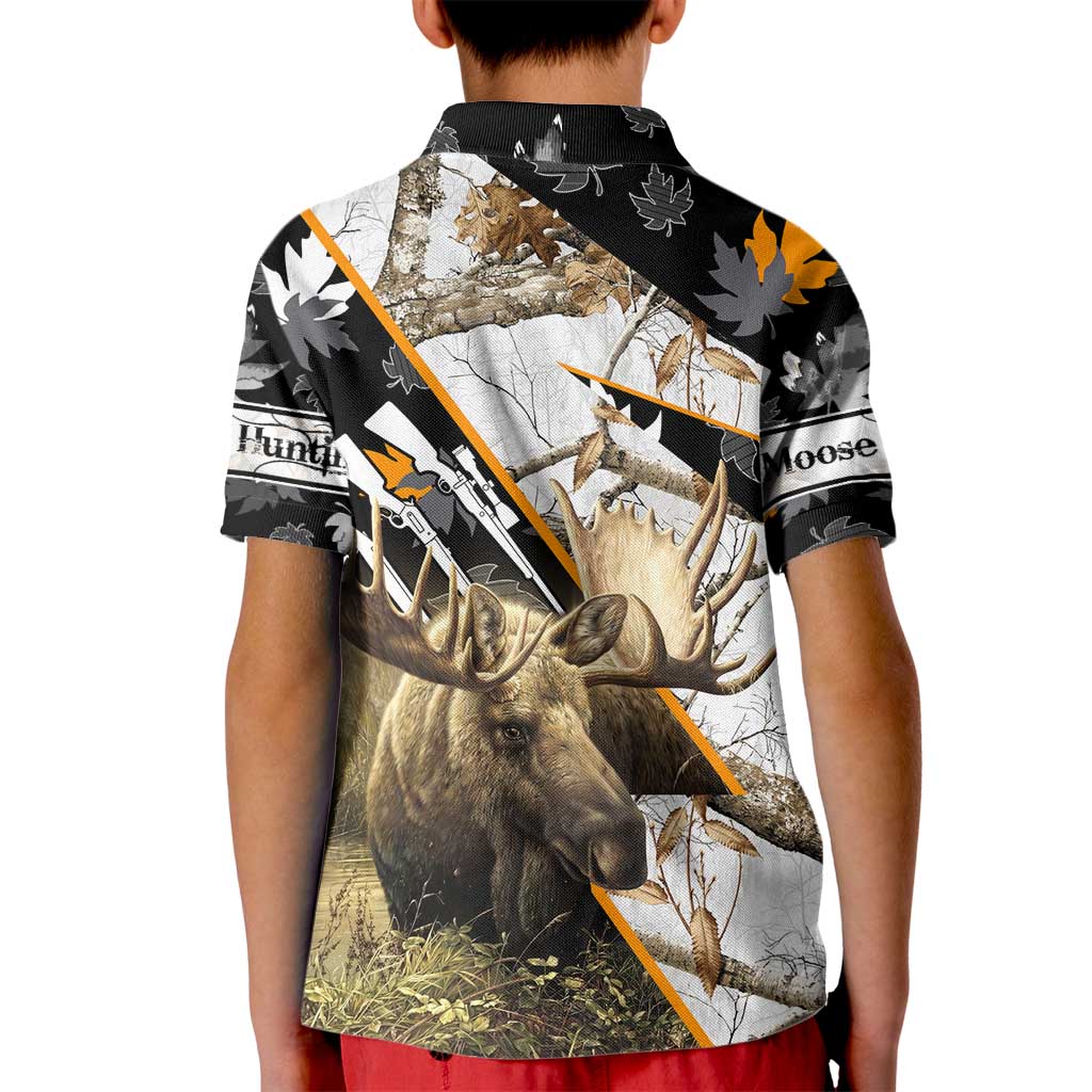 Personalized Moose Hunting Kid Polo Shirt Autumn Wilderness Adventure Camo