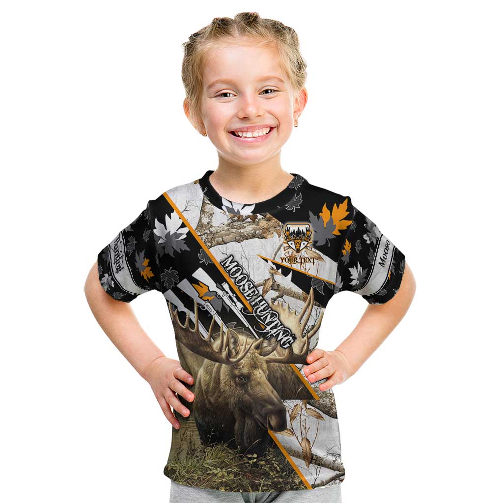 Personalized Moose Hunting Kid T Shirt Autumn Wilderness Adventure Camo