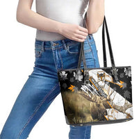 Moose Hunting Leather Tote Bag Autumn Wilderness Adventure Camo