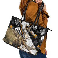 Moose Hunting Leather Tote Bag Autumn Wilderness Adventure Camo