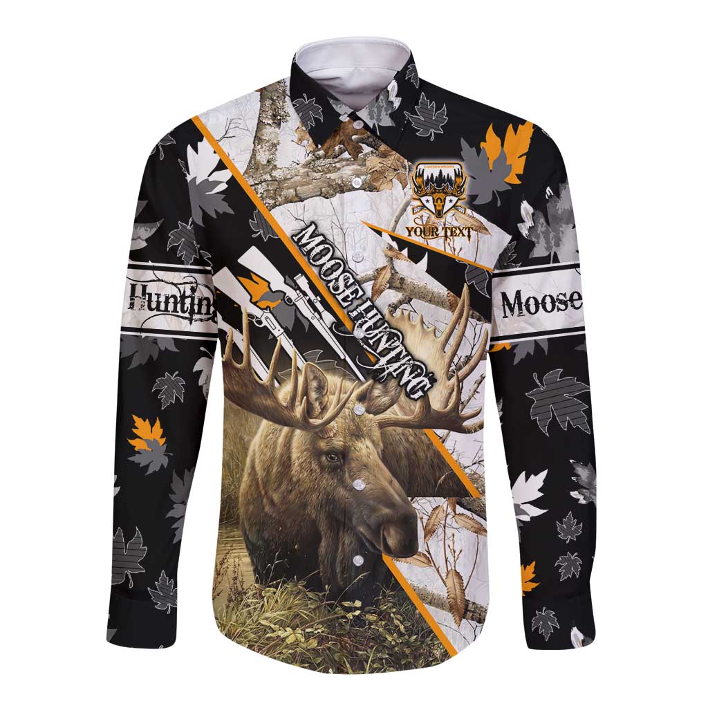 Personalized Moose Hunting Long Sleeve Button Shirt Autumn Wilderness Adventure Camo