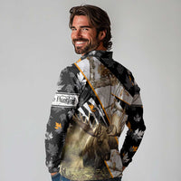 Personalized Moose Hunting Long Sleeve Polo Shirt Autumn Wilderness Adventure Camo