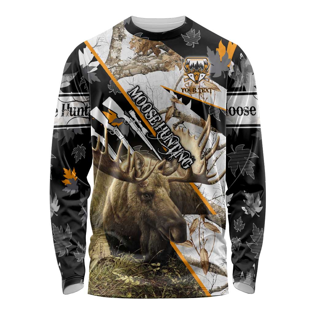 Personalized Moose Hunting Long Sleeve Shirt Autumn Wilderness Adventure Camo