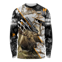Personalized Moose Hunting Long Sleeve Shirt Autumn Wilderness Adventure Camo