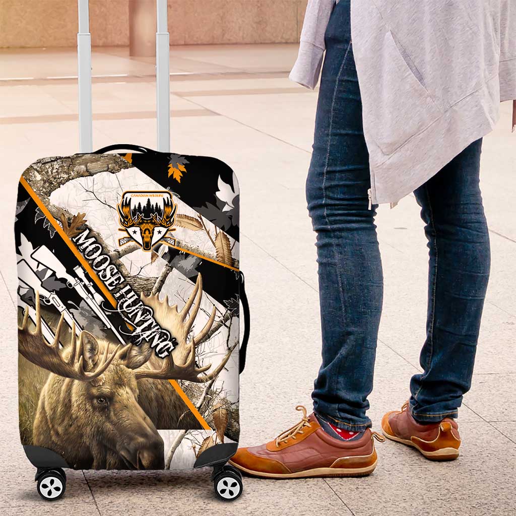 Moose Hunting Luggage Cover Autumn Wilderness Adventure Camo