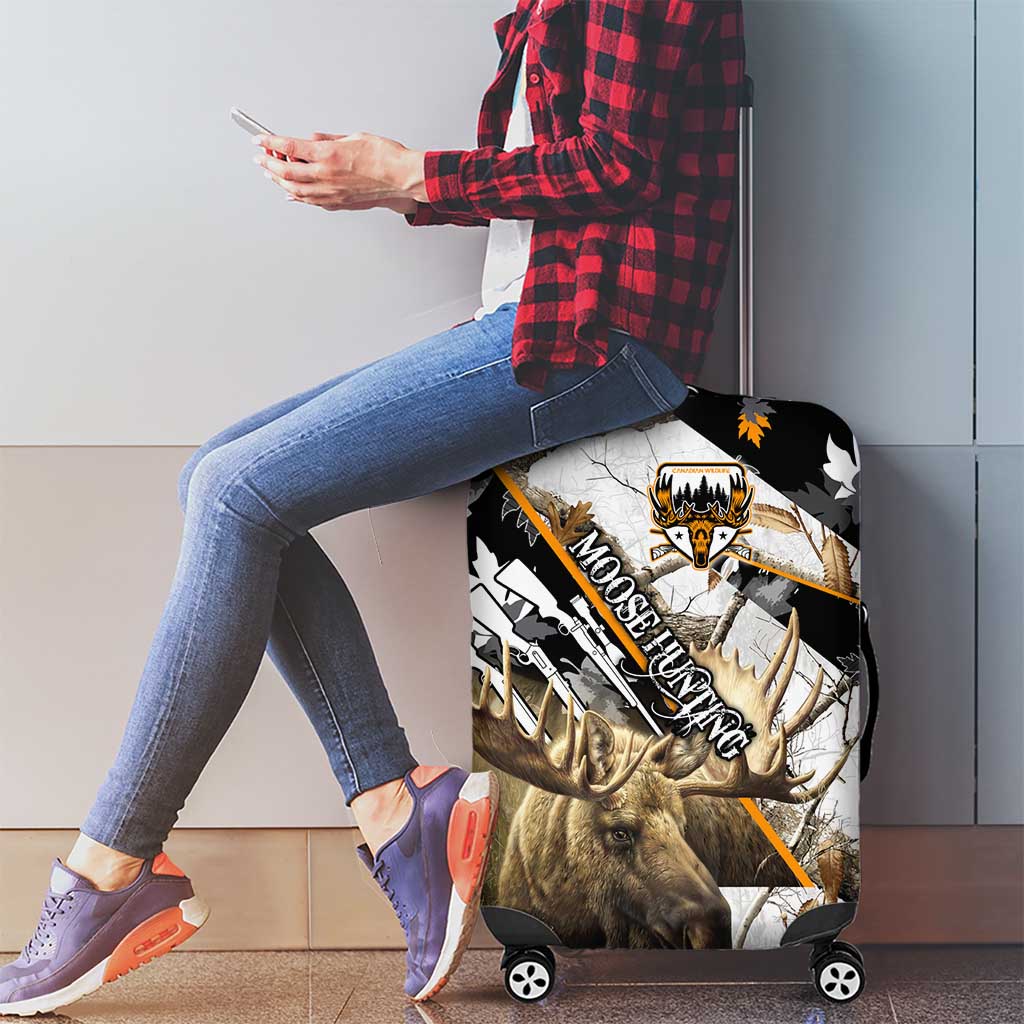 Moose Hunting Luggage Cover Autumn Wilderness Adventure Camo