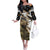 Personalized Moose Hunting Off The Shoulder Long Sleeve Dress Autumn Wilderness Adventure Camo