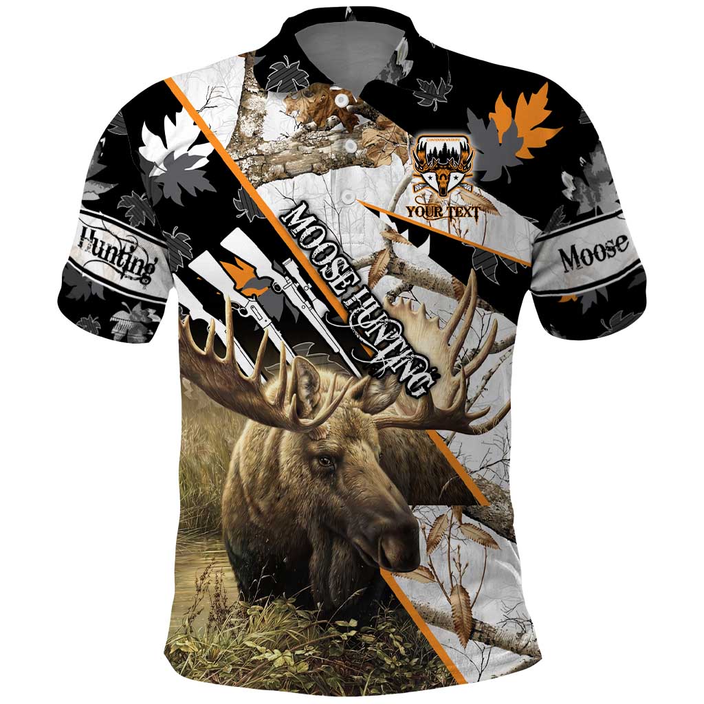 Personalized Moose Hunting Polo Shirt Autumn Wilderness Adventure Camo