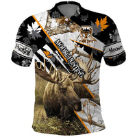 Personalized Moose Hunting Polo Shirt Autumn Wilderness Adventure Camo