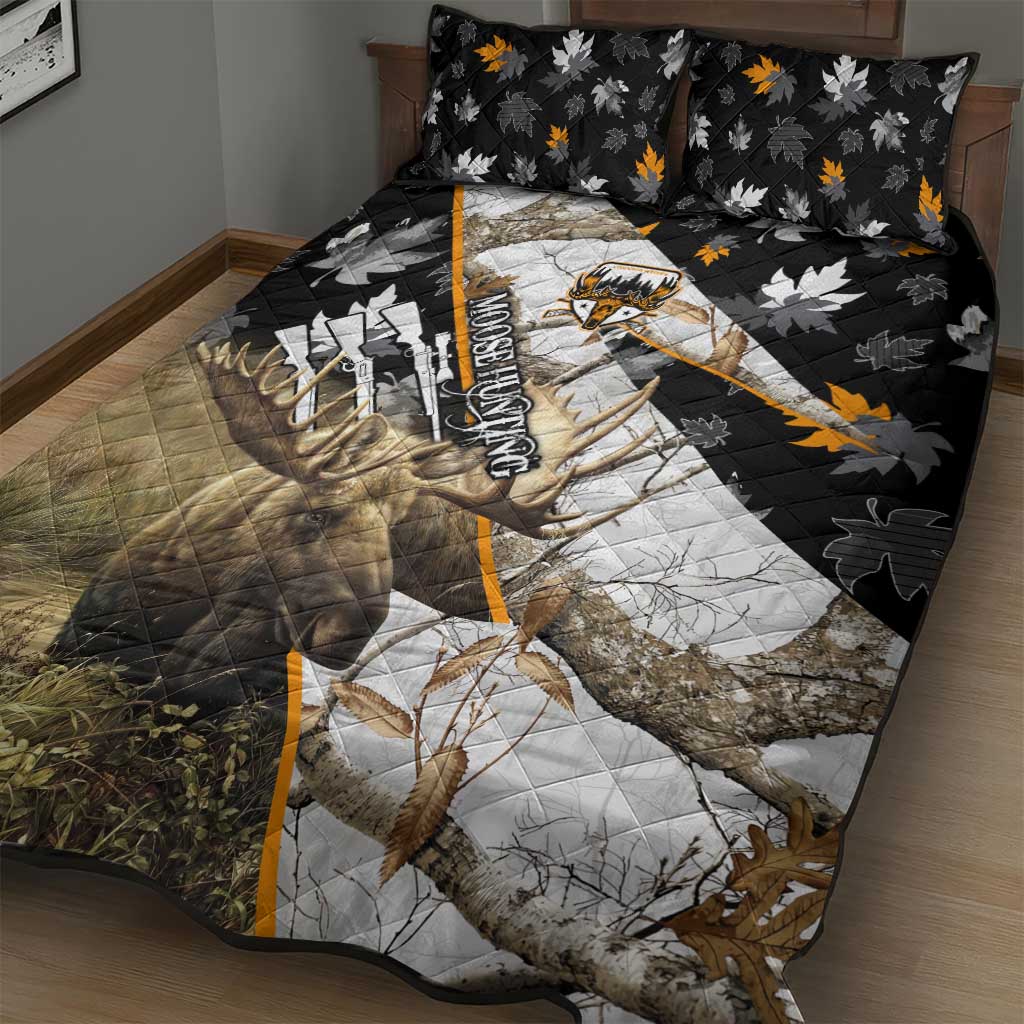 Moose Hunting Quilt Bed Set Autumn Wilderness Adventure Camo