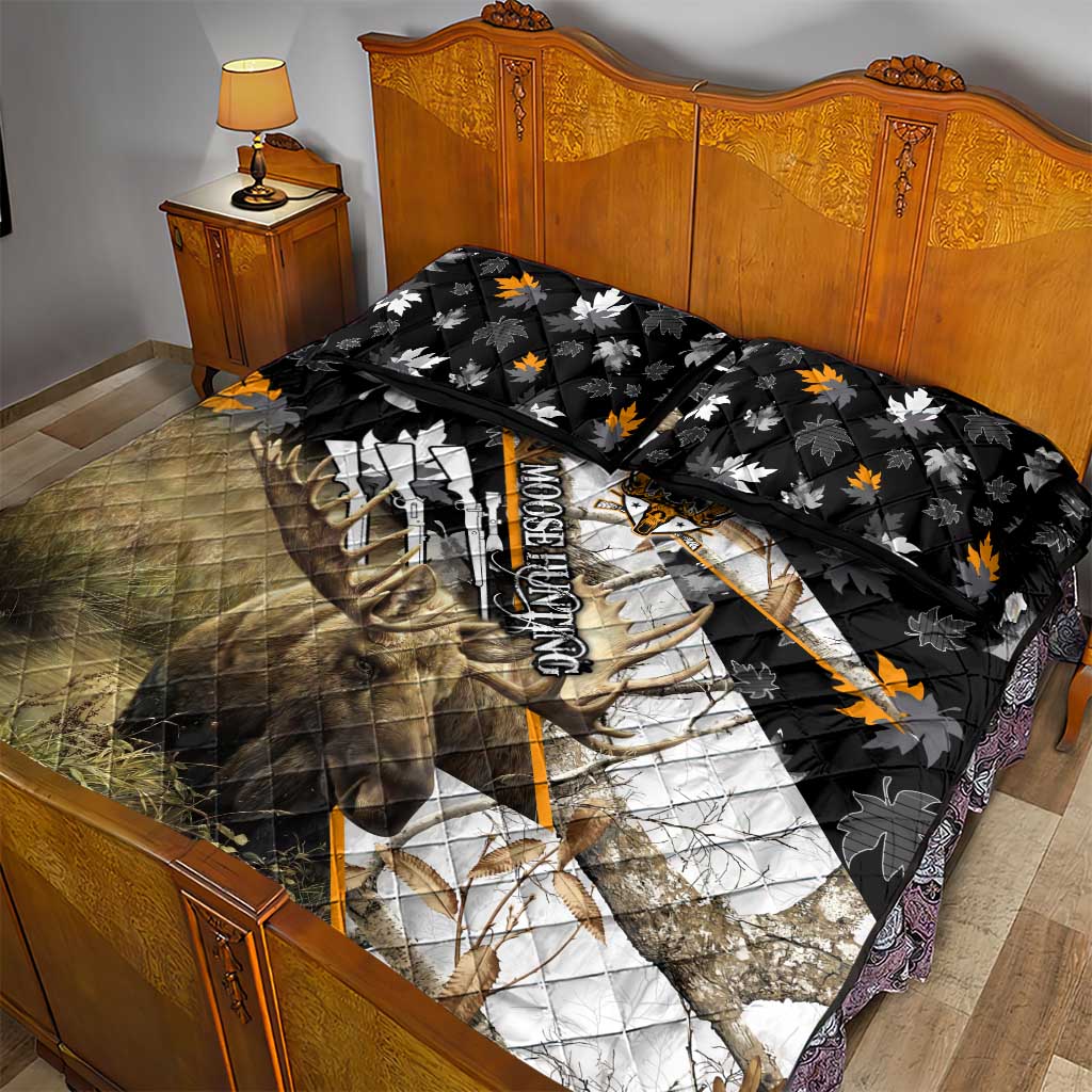 Moose Hunting Quilt Bed Set Autumn Wilderness Adventure Camo