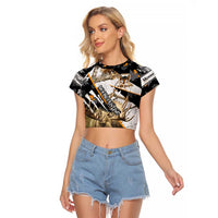 Personalized Moose Hunting Raglan Cropped T Shirt Autumn Wilderness Adventure Camo