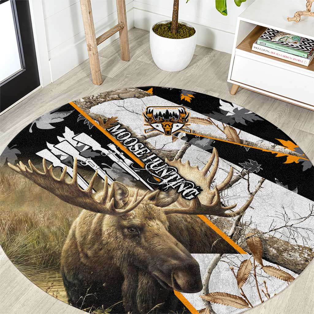 Moose Hunting Round Carpet Autumn Wilderness Adventure Camo