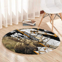 Moose Hunting Round Carpet Autumn Wilderness Adventure Camo