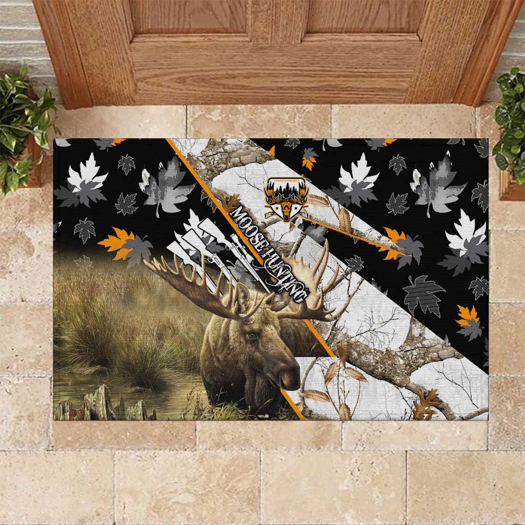 Moose Hunting Rubber Doormat Autumn Wilderness Adventure Camo