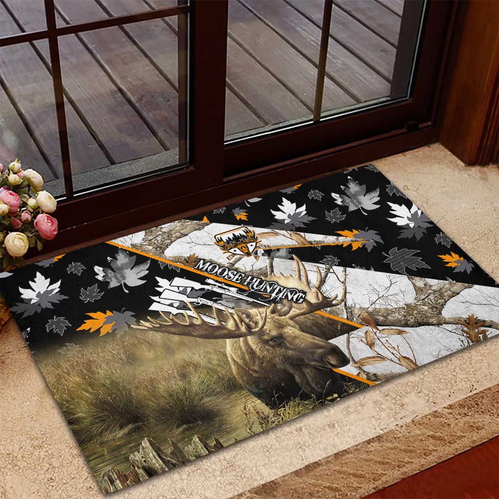 Moose Hunting Rubber Doormat Autumn Wilderness Adventure Camo