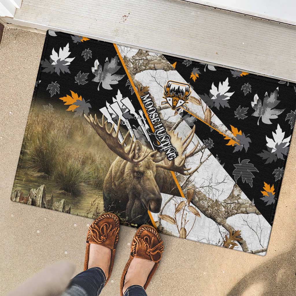 Moose Hunting Rubber Doormat Autumn Wilderness Adventure Camo