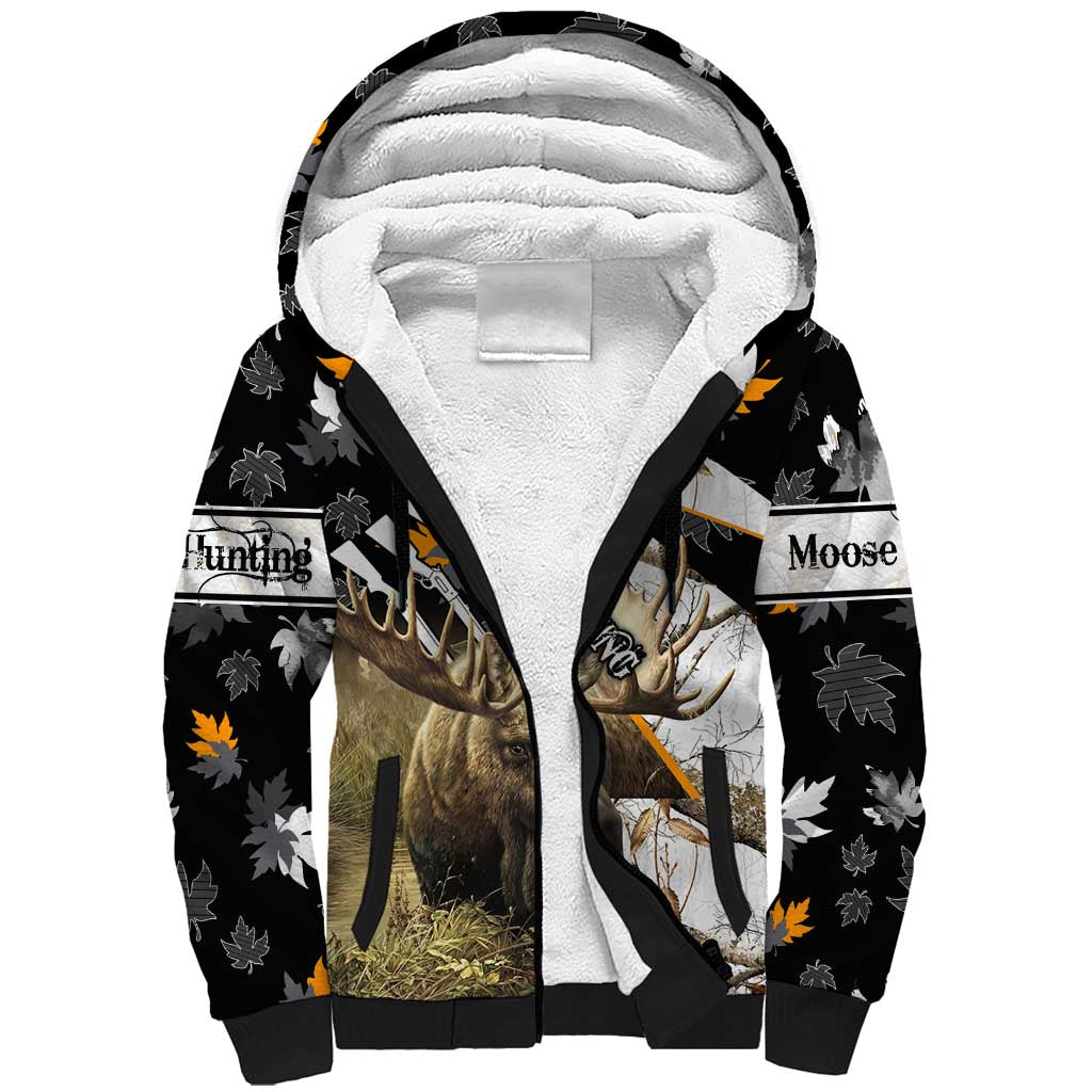 Personalized Moose Hunting Sherpa Hoodie Autumn Wilderness Adventure Camo