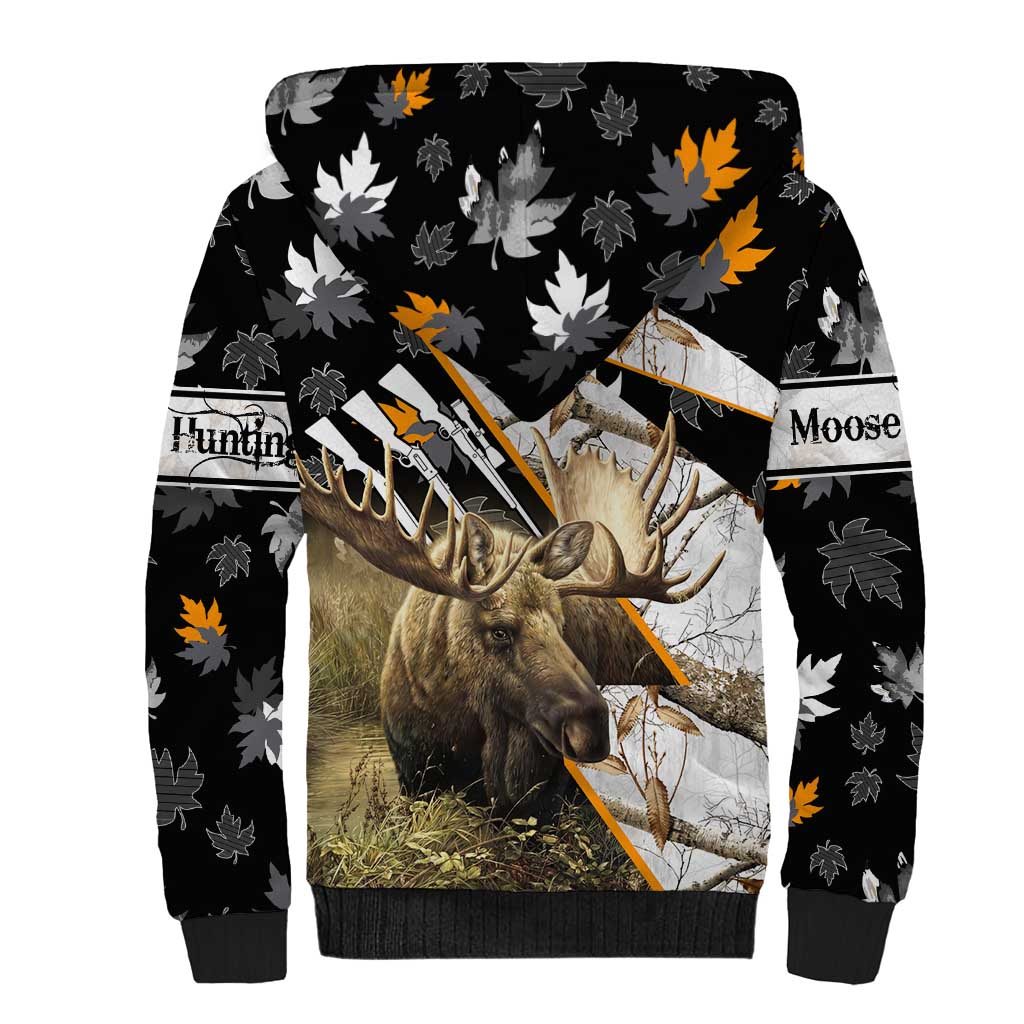 Personalized Moose Hunting Sherpa Hoodie Autumn Wilderness Adventure Camo