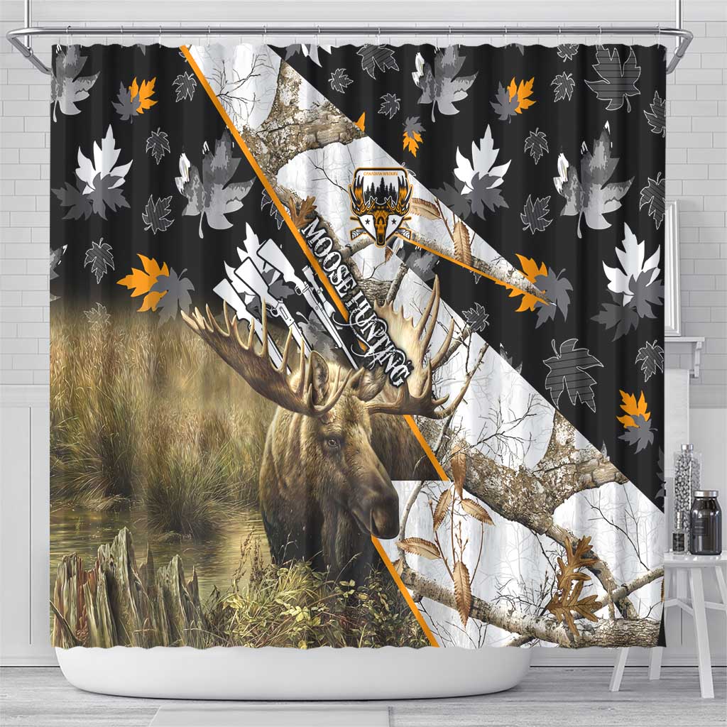Moose Hunting Shower Curtain Autumn Wilderness Adventure Camo