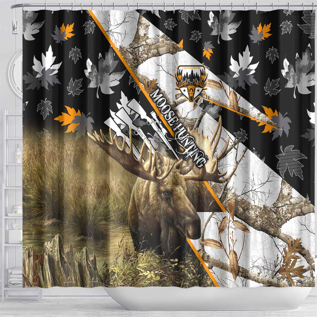 Moose Hunting Shower Curtain Autumn Wilderness Adventure Camo