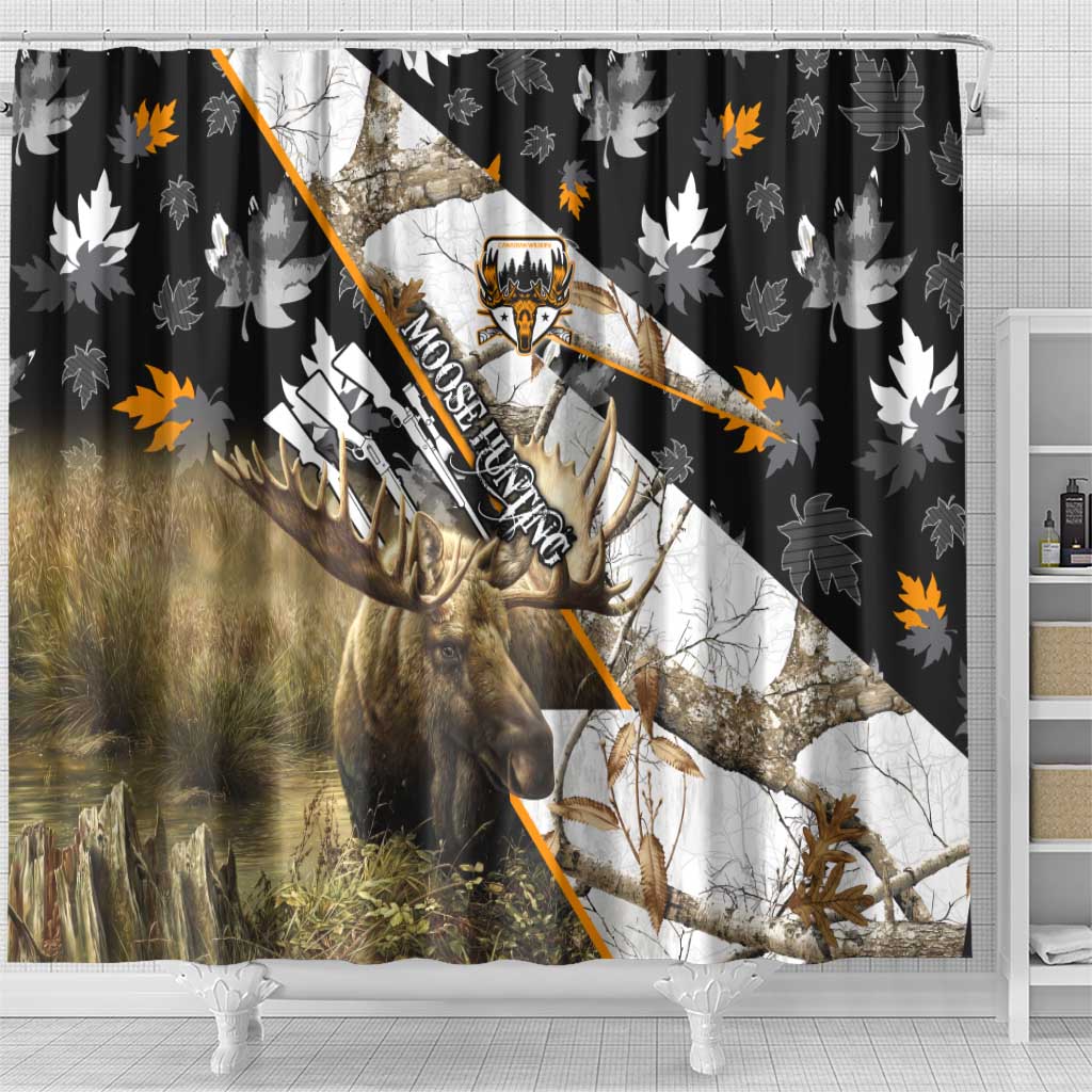 Moose Hunting Shower Curtain Autumn Wilderness Adventure Camo