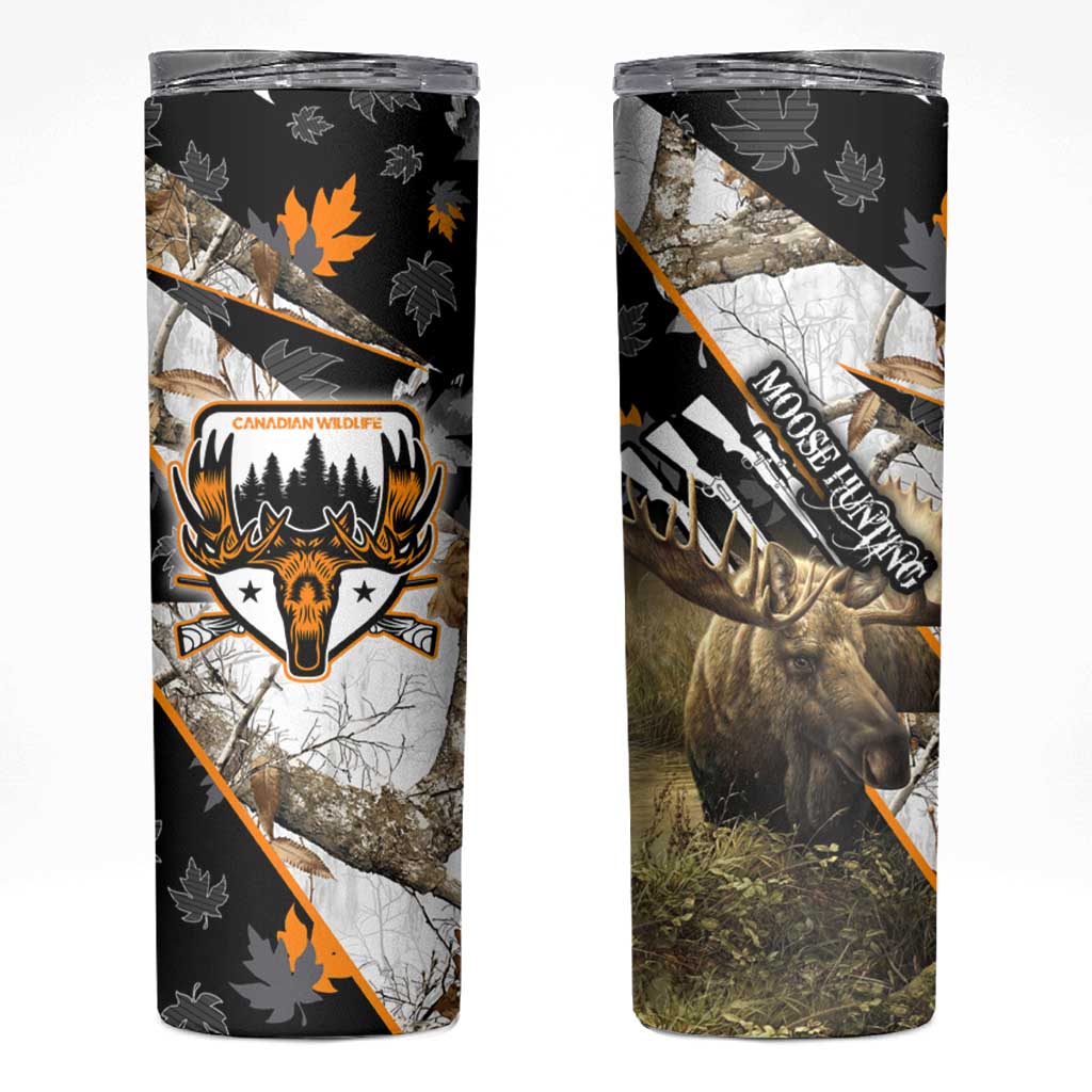 Moose Hunting Skinny Tumbler Autumn Wilderness Adventure Camo