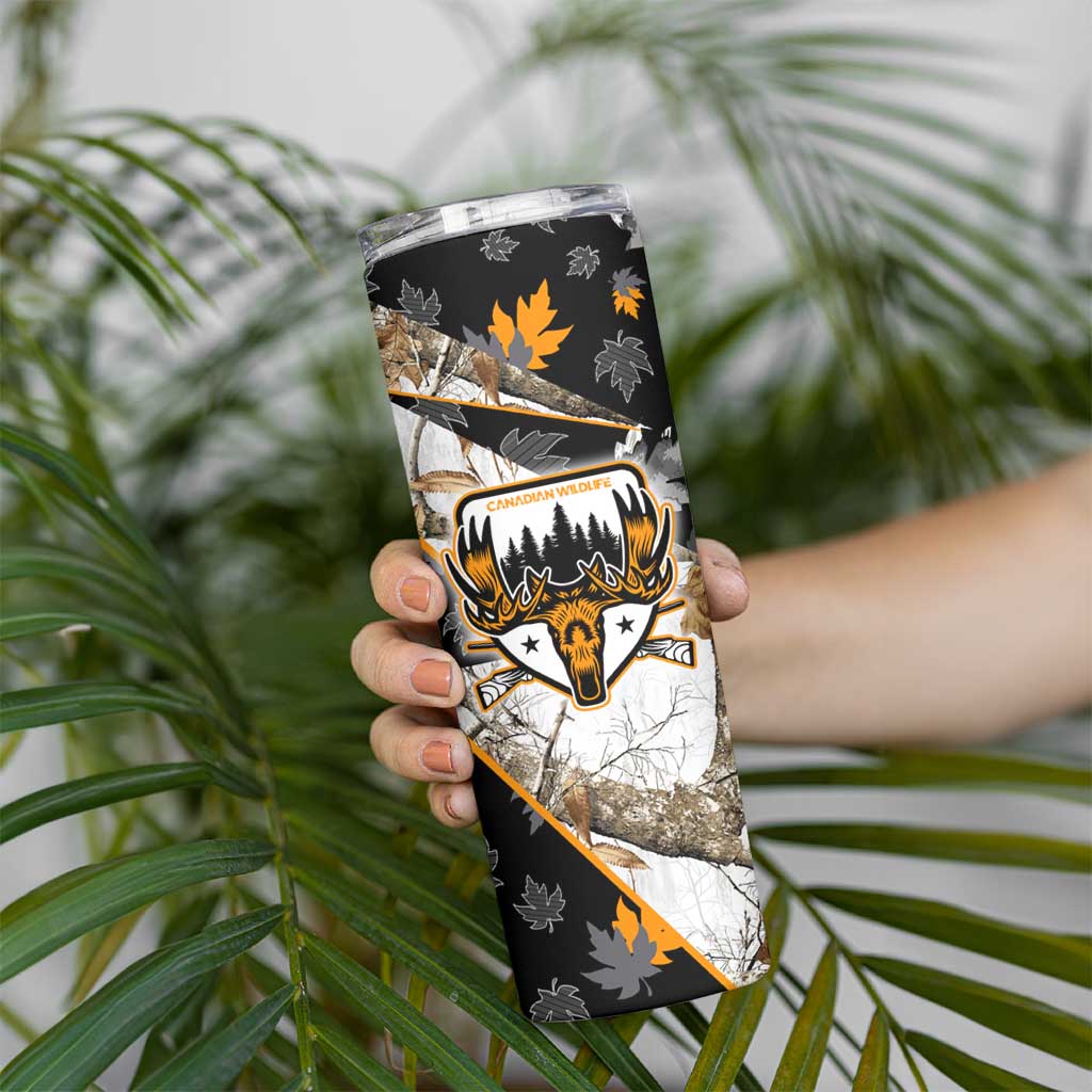 Moose Hunting Skinny Tumbler Autumn Wilderness Adventure Camo