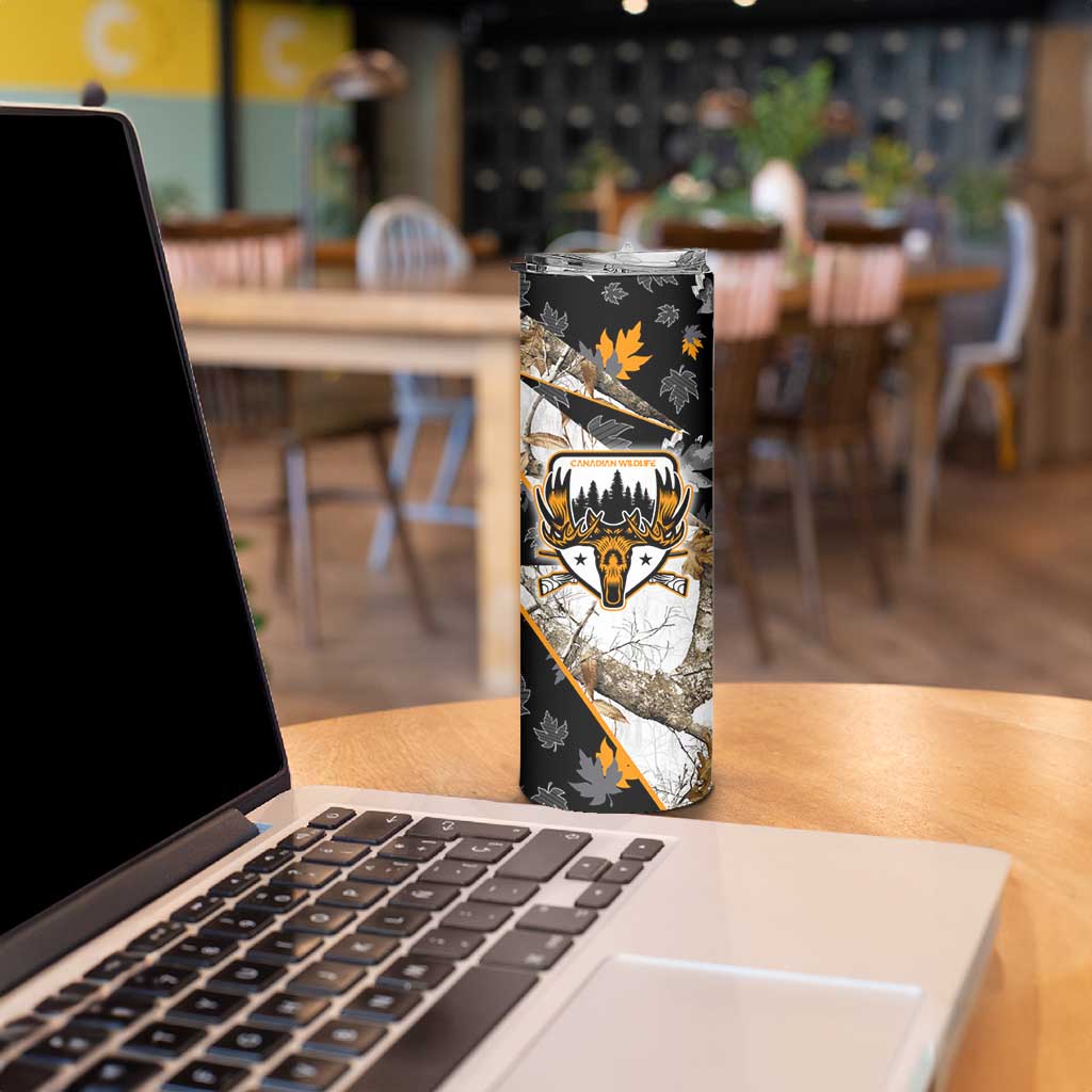 Moose Hunting Skinny Tumbler Autumn Wilderness Adventure Camo