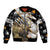 Personalized Moose Hunting Sleeve Zip Bomber Jacket Autumn Wilderness Adventure Camo