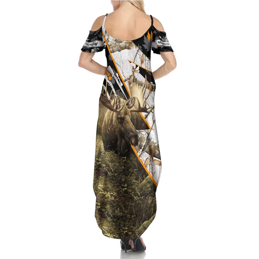 Personalized Moose Hunting Summer Maxi Dress Autumn Wilderness Adventure Camo