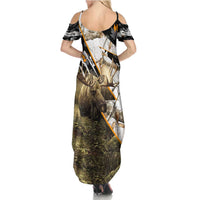 Personalized Moose Hunting Summer Maxi Dress Autumn Wilderness Adventure Camo